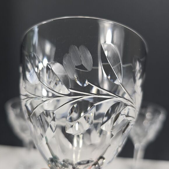 4 Kosta-Boda Rosa Elegant Etched Crystal Water Goblets 7" Cocktails Wine Dinner - Picture 7 of 15